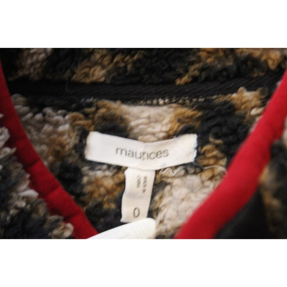 Maurices Quilted Yoke Leopard Sherpa Pullover Tan Red Women's Size 0X 14W H14203 - Picture 5 of 10